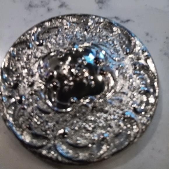 BEAUTIFUL COMPACT SILVER PLATED VINTAGE MIRROR - Picture 2 of 5